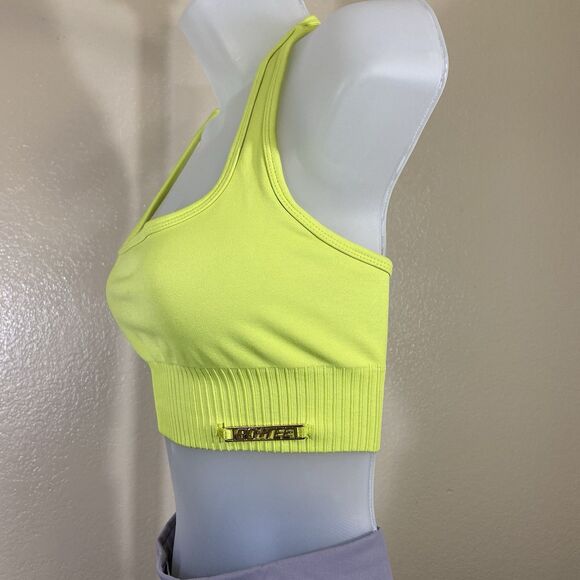 Bo+Tee Ribbed Waist Scoop Neck Sports Bra In Green XS - Picture 3 of 8